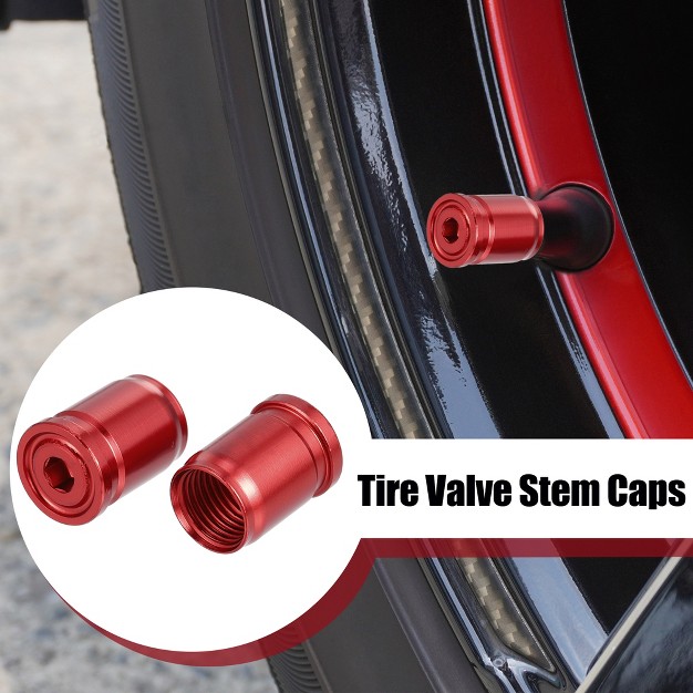 Unique Bargains Aluminum Alloy Wheel Tire Valve Stem Caps Dust Covers With Wrench Set 5 Pcs