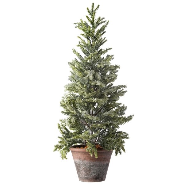 24inch Potted Frosted Mini Spruce Trees (Set of 2)