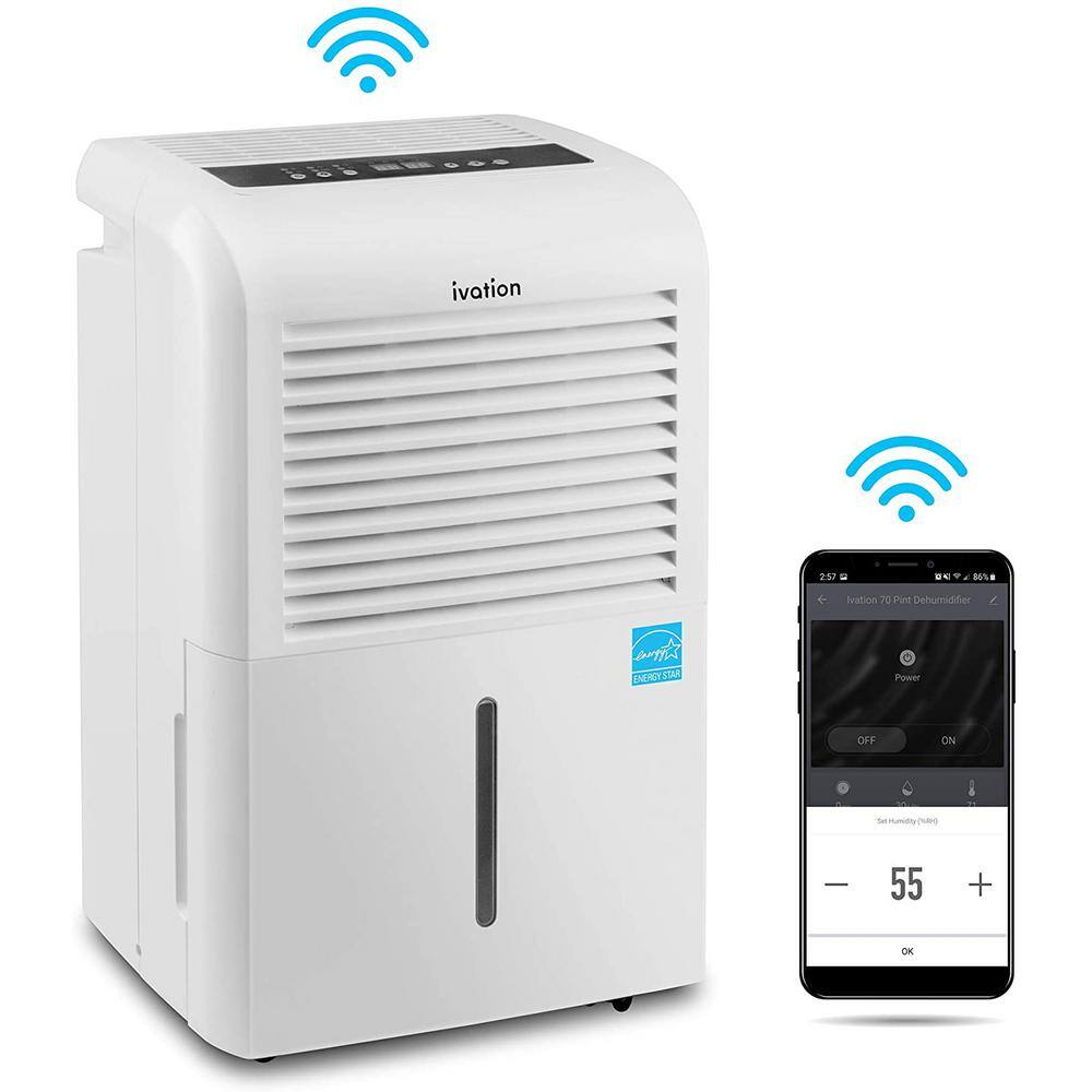 Ivation 50 Pint Smart Wi-Fi Energy Star Dehumidifier with Hose Connector and App IVADUWIFI50