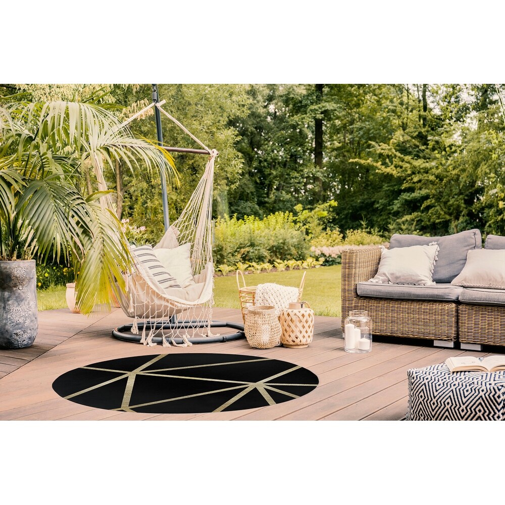 GEM BLACK   GOLD Outdoor Rug By Marina Gutierrez