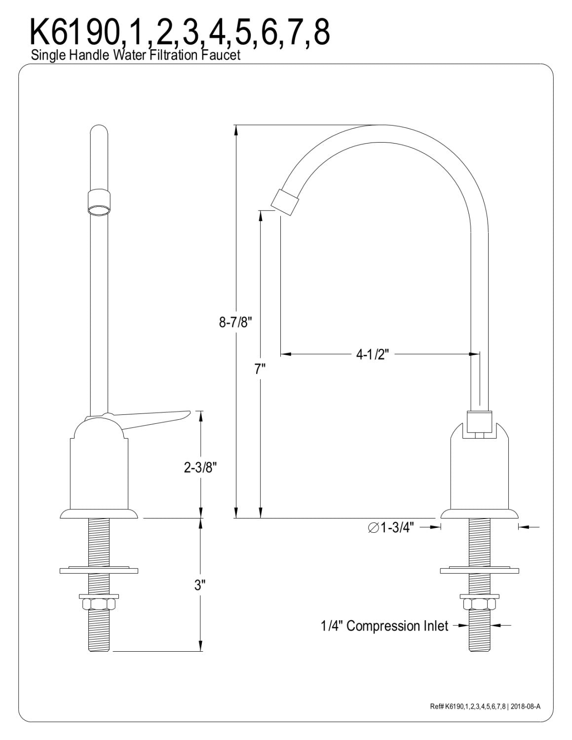 Kingston Brass K6196 Americana Single-Handle Water Filtration Faucet， Polished Nickel