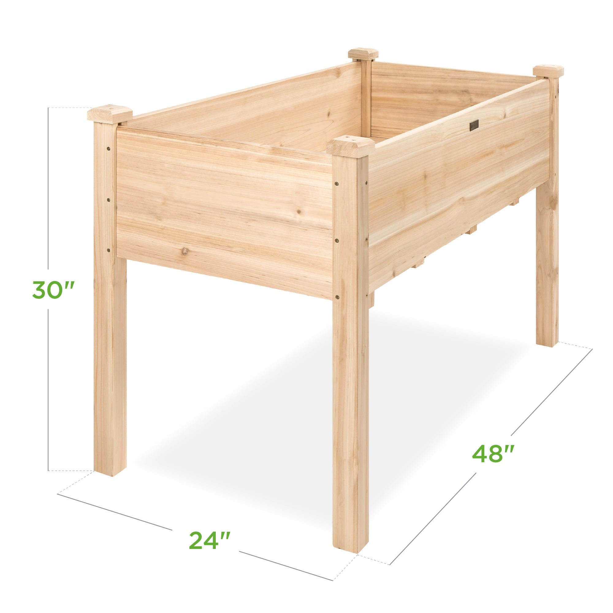 Best Choice Products 48.5x24x30in Elevated Raised Wood Planter Garden Bed Box Stand for Backyard, Patio - Natural