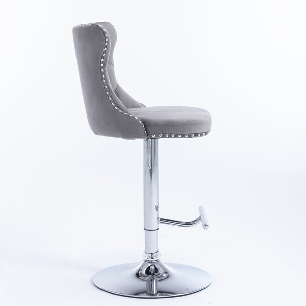 Swivel Velvet Barstools Adjusatble Seat Height