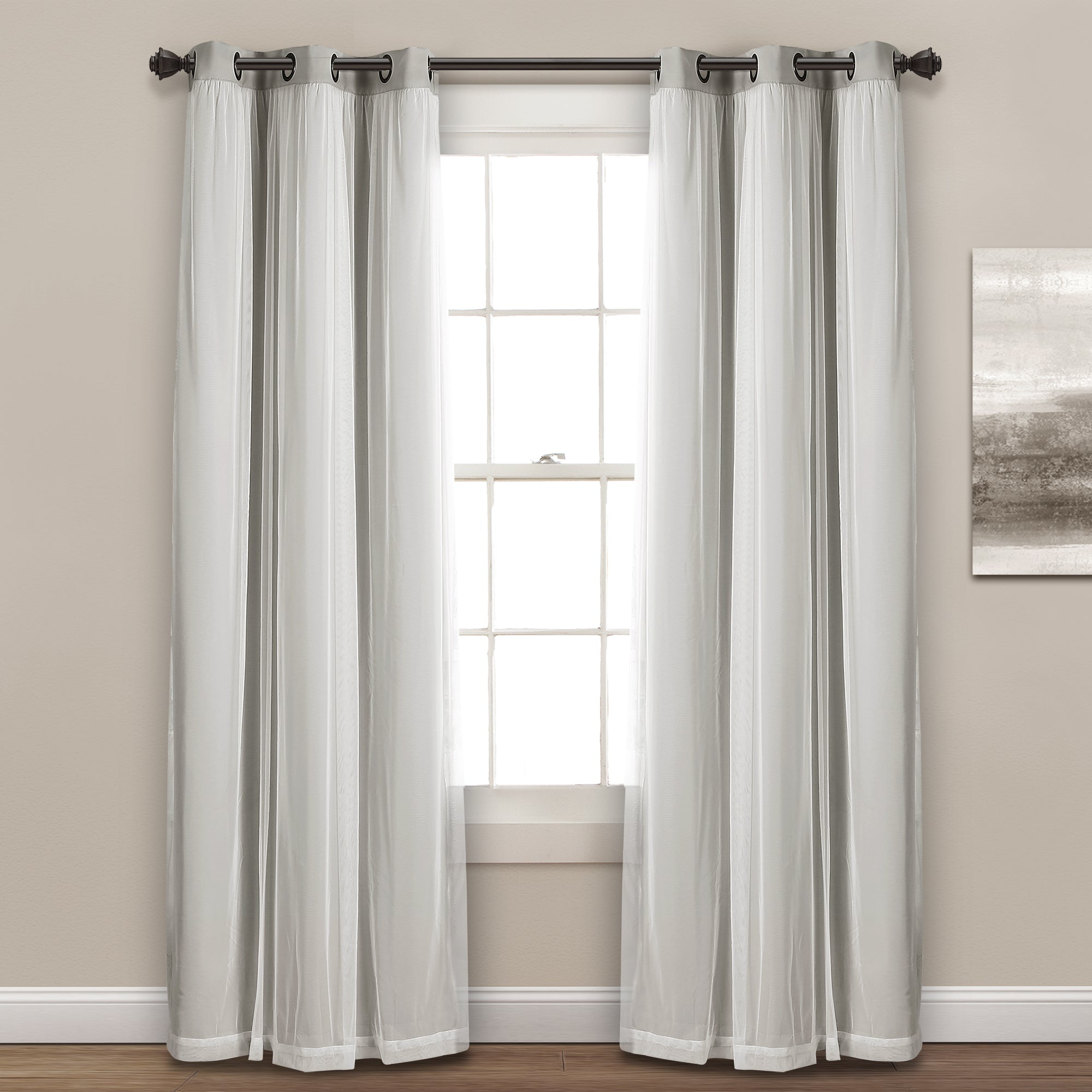 Grommet Sheer With Insulated Blackout Lining Curtain Panel Set