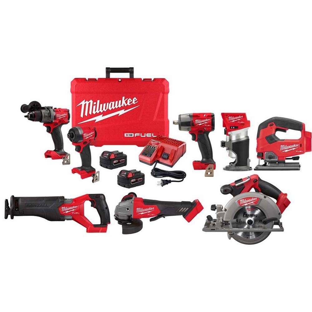 MW M18 FUEL 18-Volt Lithium Ion Brushless Cordless Combo Kit 6-Tool with Jig Saw and Compact Router 3697-22-2821-20-2880-20-2962-20-2730-20-