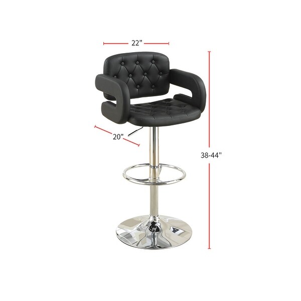 Adjustable Faux Leather Bar Stool with Armrests