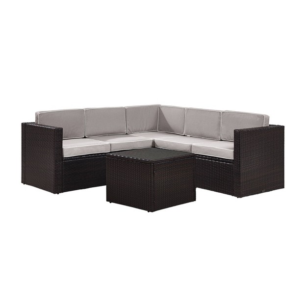 Palm Harbor 6pc Outdoor Wicker Sectional Set Gray Crosley