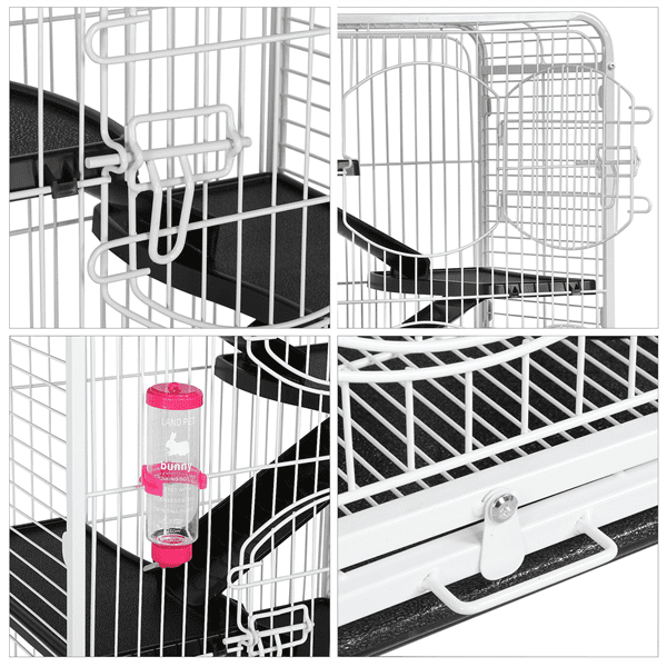 6 Levels Rolling Large Ferret Cage with 3 Front Doors and Pet Bowl and Water Bottle White for Small Animals