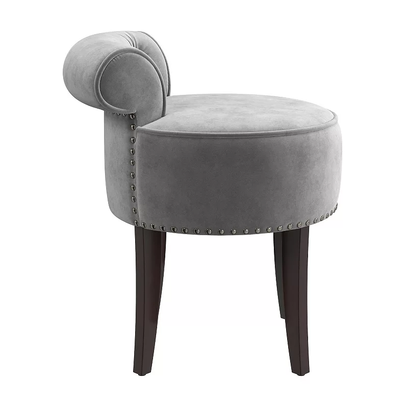 Hillsdale Furniture Lena Wood and Upholstered Vanity Stool