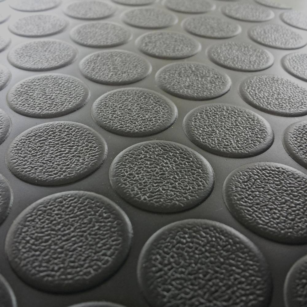 Rubber-Cal Coin Grip 4 ft. x 6 ft. Dark Grey Commercial Grade PVC Flooring 03-165-2MM-DG06