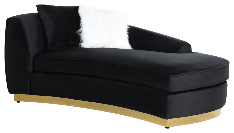 ACME Achelle Chaise With 2 Pillows  Black Velvet   Contemporary   Indoor Chaise Lounge Chairs   by Acme Furniture  Houzz