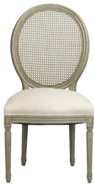 Side Chair MEDALLION Natural Faux Olive Green Wood Linen   Tropical   Dining Chairs   by EuroLuxHome  Houzz