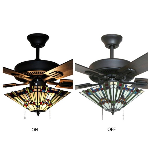 5 blade Led Glass Orson Craftsman Stained Lighted Ceiling Fan River Of Goods