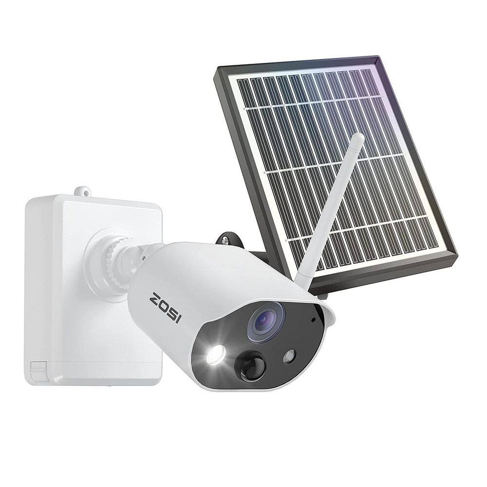 ZOSI 1080P Wireless Surveillance IP Camera Battery Rechargeable with Solar Panel Night Vision 2-Way Audio Human Detection 2NC-1902Y32-W-US