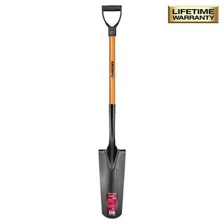 Husky 28 in. Wood Handle D-Grip Carbon Steel Drain Spade 77444-944