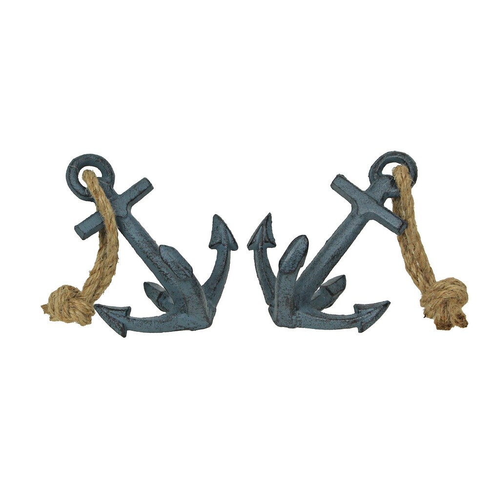 Set Of 2 Cast Iron Ship Anchor Bookends Nautical Home Decor Sculptures   4.75 X 4.5 X 3.25 inches