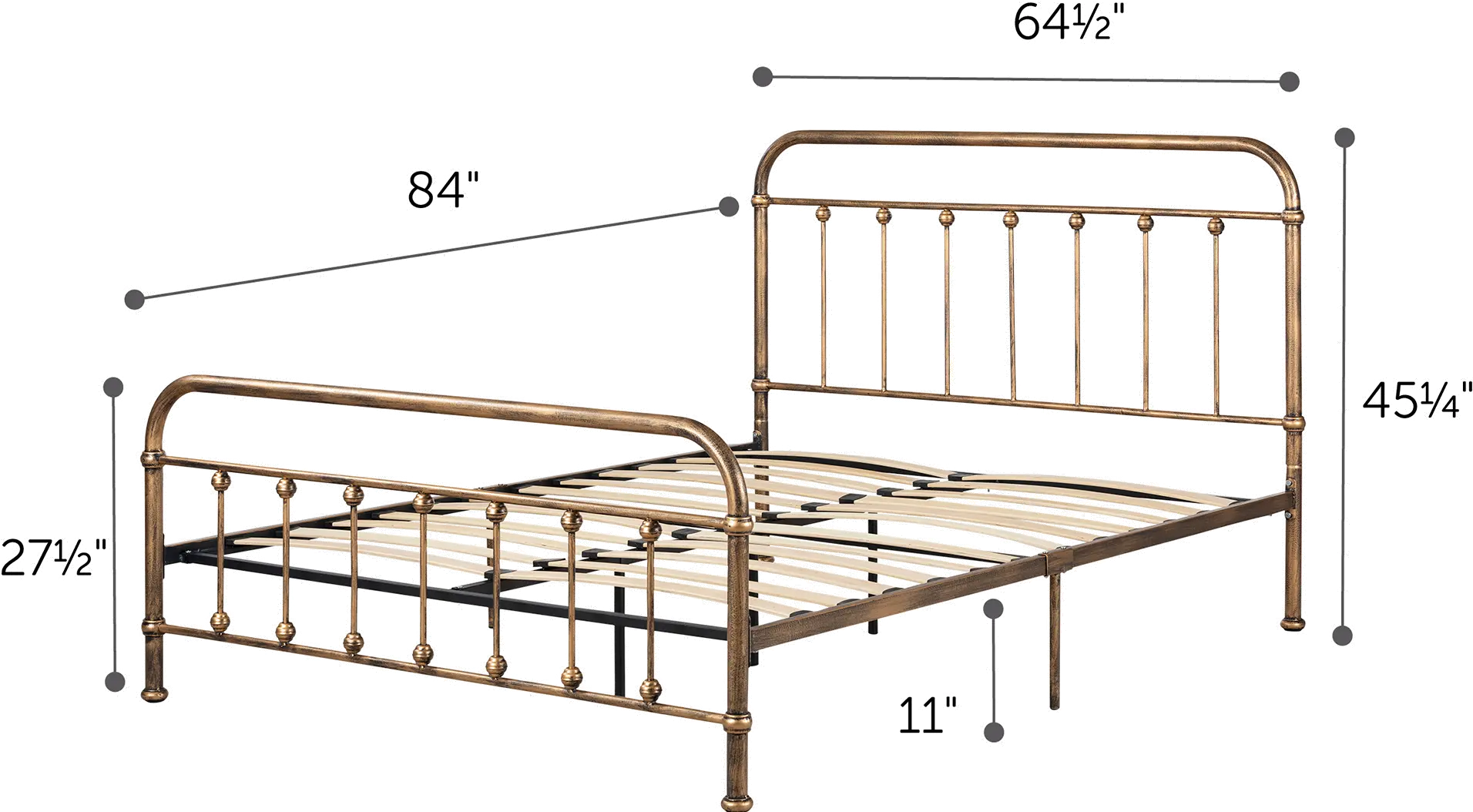 Prairie Bronze Queen Metal Platform Bed - South Shore