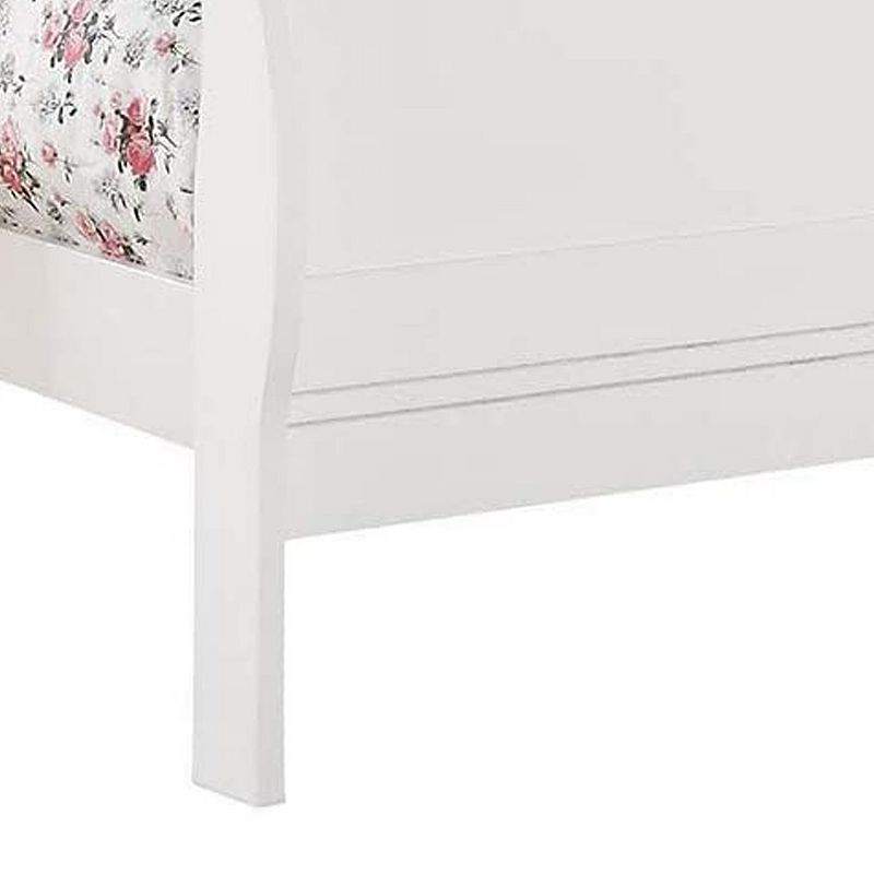 Transitional Panel Design Sleigh Twin Size Bed， White