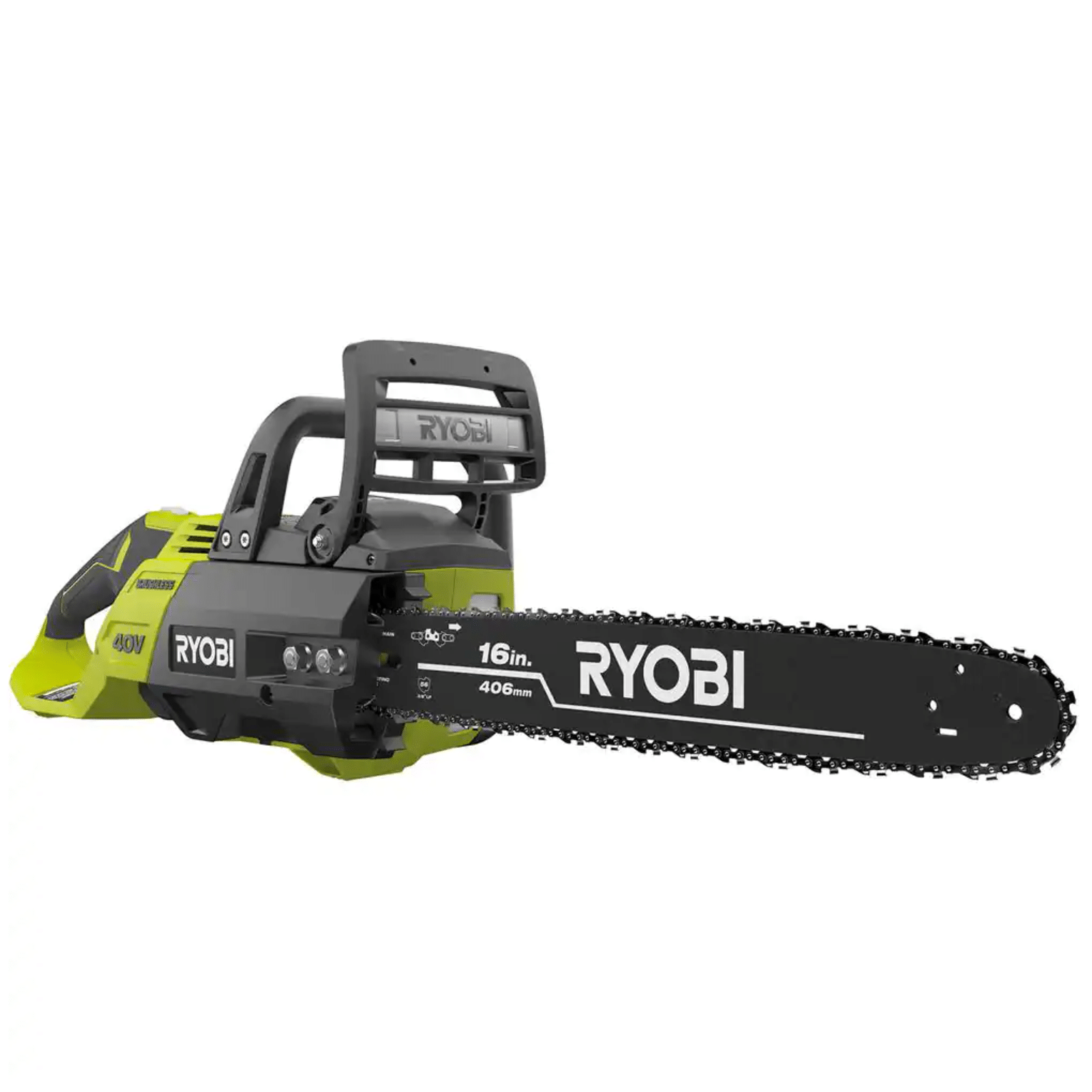 Ryobi 40V Brushless 16 in. Cordless Battery Chainsaw， Tool Only (RY40505BTL)