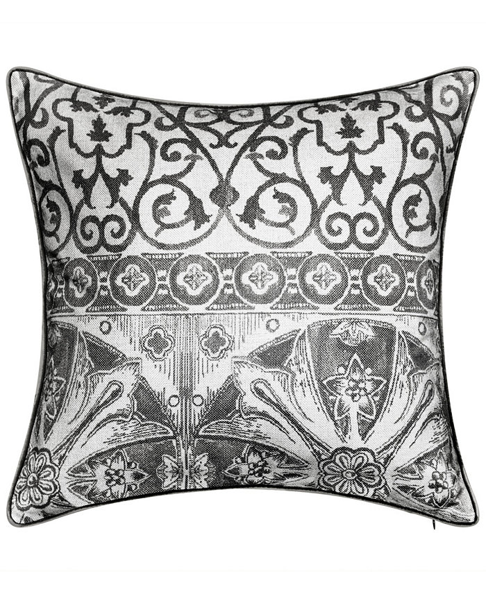 Edie@Home NYBG Menorca Border Print Decorative Pillow， 20 x 20