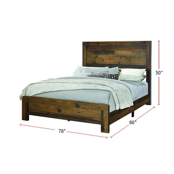 Wooden Eastern King Bedroom Set in Rustic Pine - - 36135691