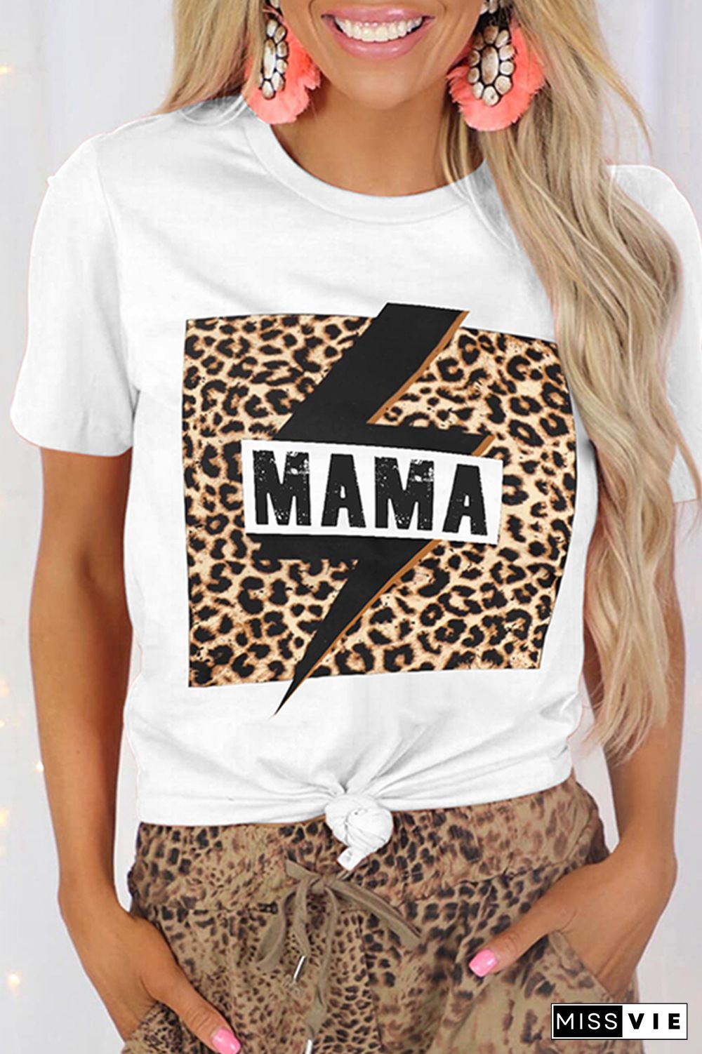 Mama Print Graphic Tees for Women Wholesale Short Sleeve T shirts Top