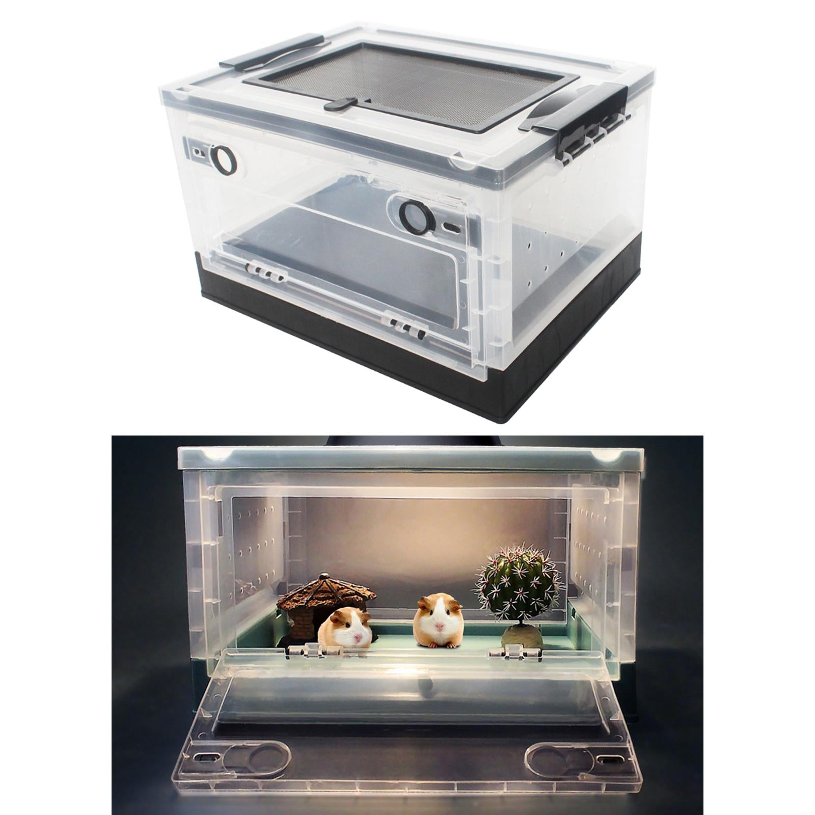 Foldable Reptile Feeding Box Hamster Breeding Box Terrarium Tank Transport Case Black