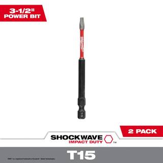 MW SHOCKWAVE Impact Duty 3-12 in. T15 Torx Alloy Steel Screw Driver Bit (2-Pack) 48-32-4677