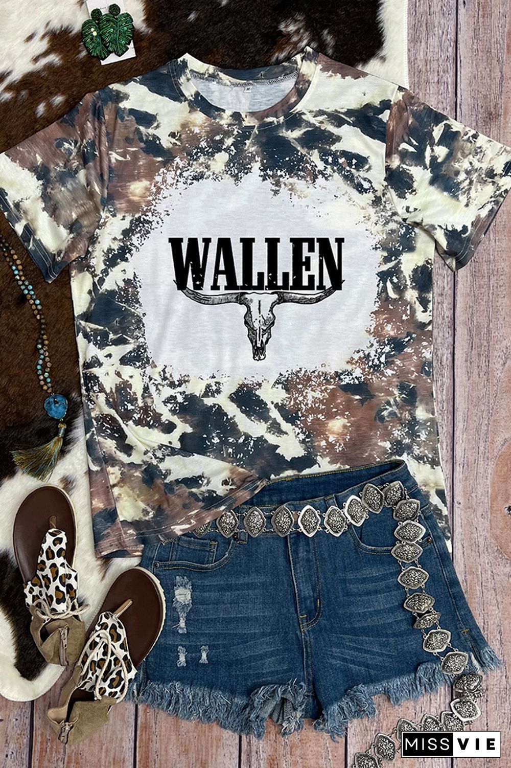 Wallen Bull Skull Bleached Graphic Tee