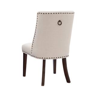 Powell Company Alessio Natural Linen Like Polyester Upholstered Dining Chair and Espresso Legs (Set of 2) HD1677DC21