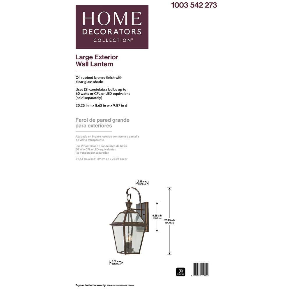 Home Decorators Collection French Quarter Gas Style 2-Light Outdoor Wall Lantern Sconce JLW1612A-3