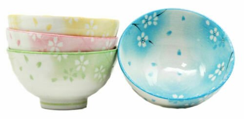 1 Japanese Spring Cherry Blossoms Sakura Colorful Floral Dinnerware Bowl Set of 4 EBR02