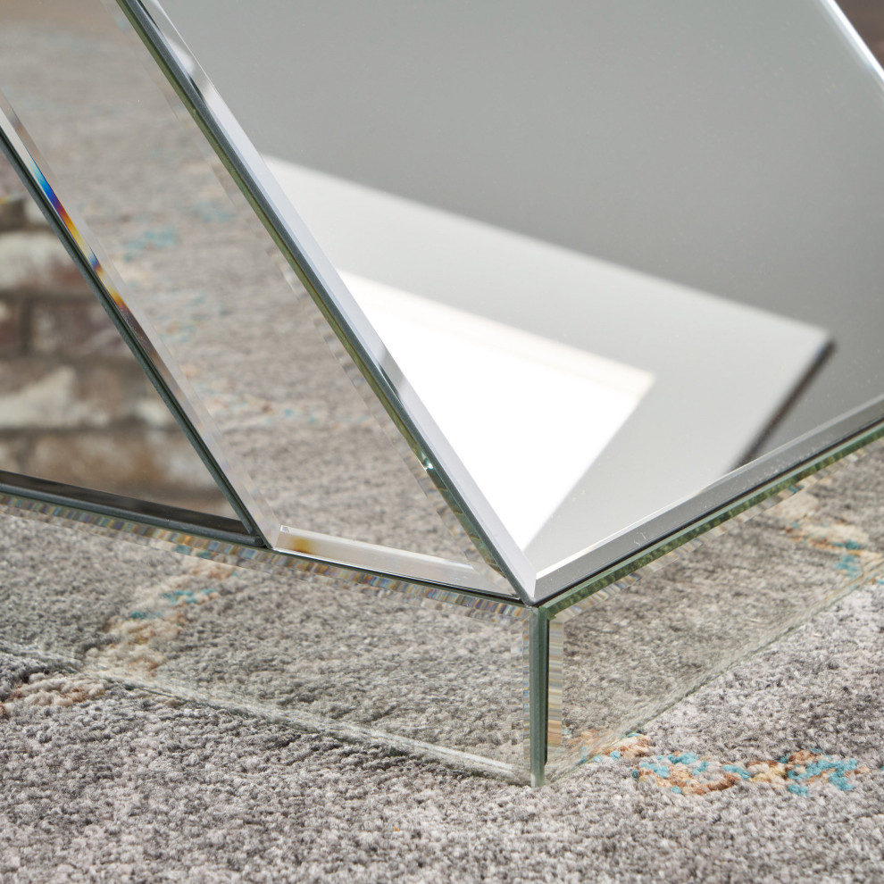 GDF Studio Adu Mirrored Z Shaped Side Table   Contemporary   Side Tables And End Tables   by GDFStudio  Houzz