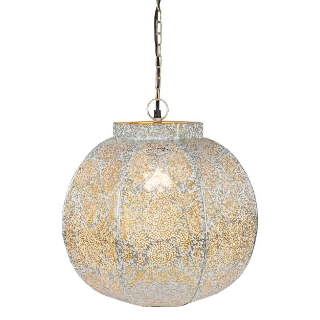 White And Gold Moroccan Style Hanging Lantern Ceiling Light Fixture