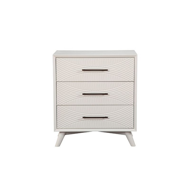 Three Drawers Mahogany Wood Small Chest with Splayed Legs， White