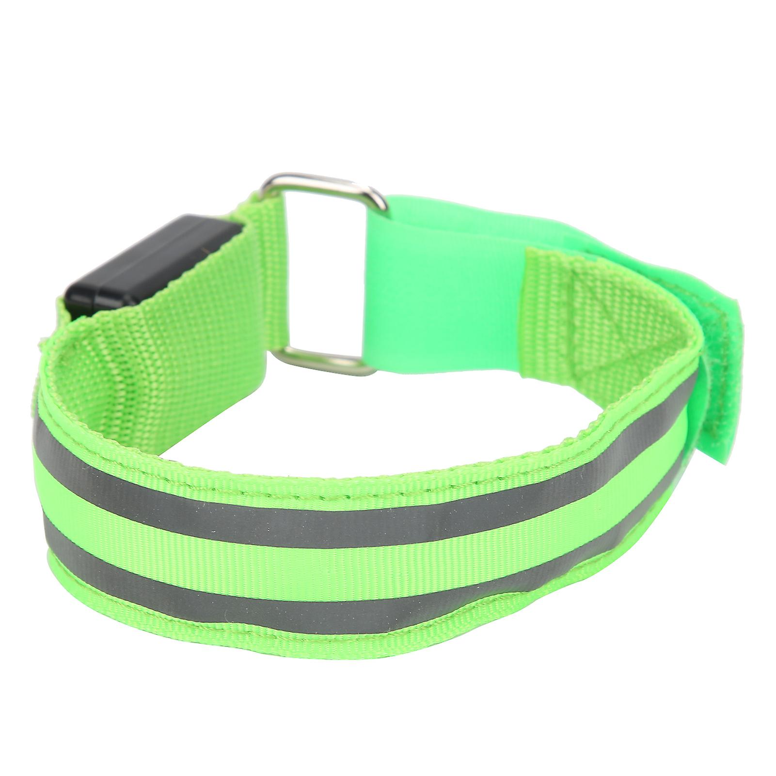 Reflective Led Light Armband Dual Luminous Strips Light Up Bracelet Wristband For Night Running Battery Poweredgreen