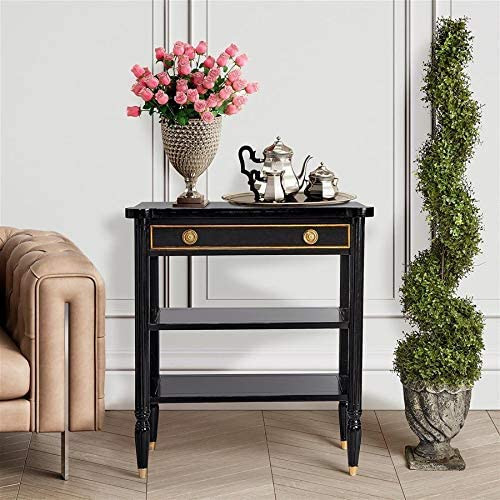 Traditional Console Table  Carved Legs With Golden Caps and Drawer  Black   Transitional   Console Tables   by Decorn  Houzz