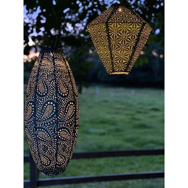 Long Oval LED Lighted Paisley Lantern