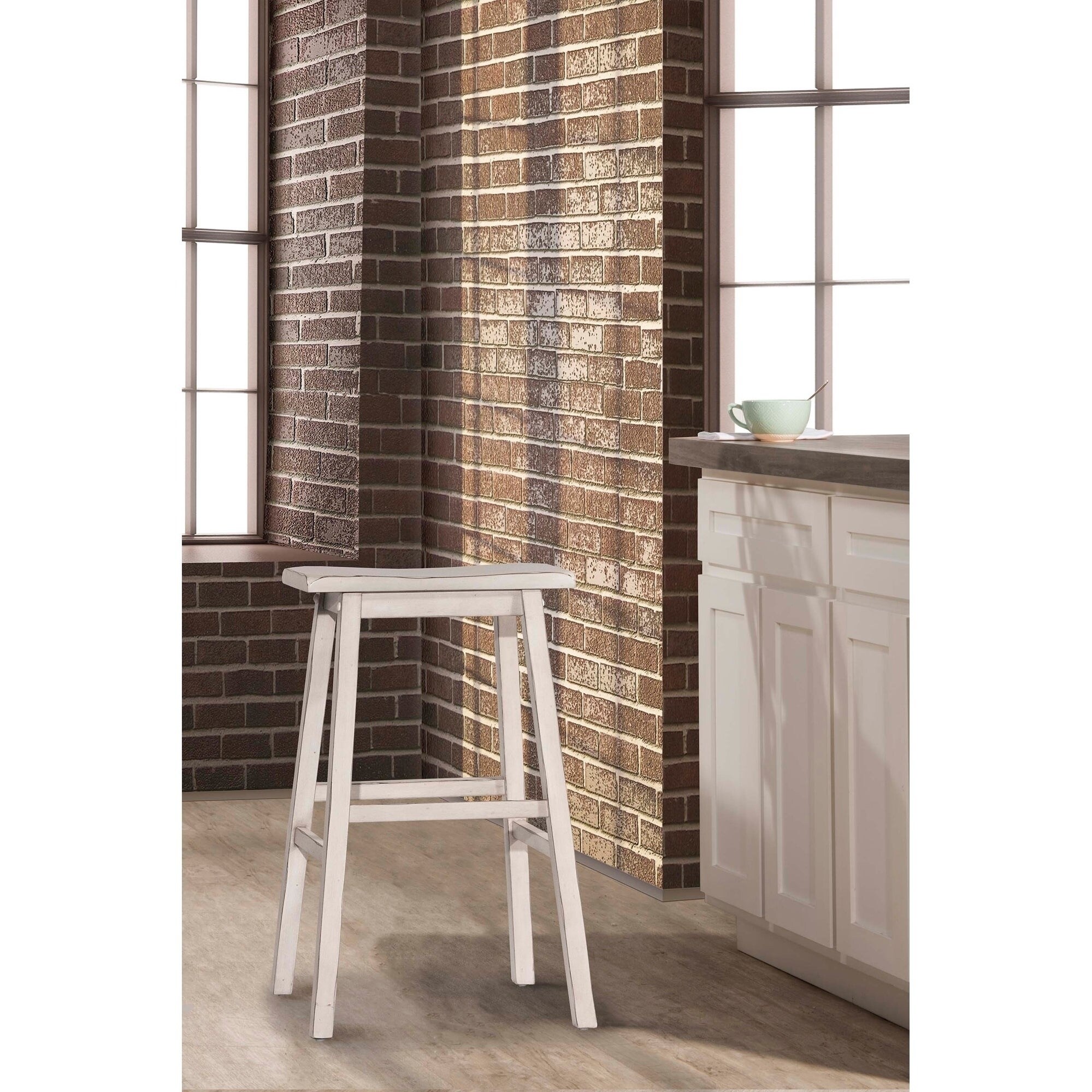 The Gray Barn Sennybridge Sea White Non-Swivel Counter Stool - 18