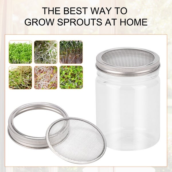 1 Set Jar Sprouting Lid w Stand Mason Canning Jar Cups Seed Sprouting - 9 x 1.5cm/3.54