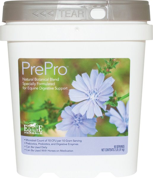 Equilite Herbals PrePro Digestive Health Powder Horse Supplement， 2-lb tub