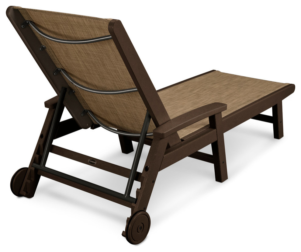 Coastal Chaise With Wheels   Farmhouse   Outdoor Chaise Lounges   by POLYWOOD  Houzz