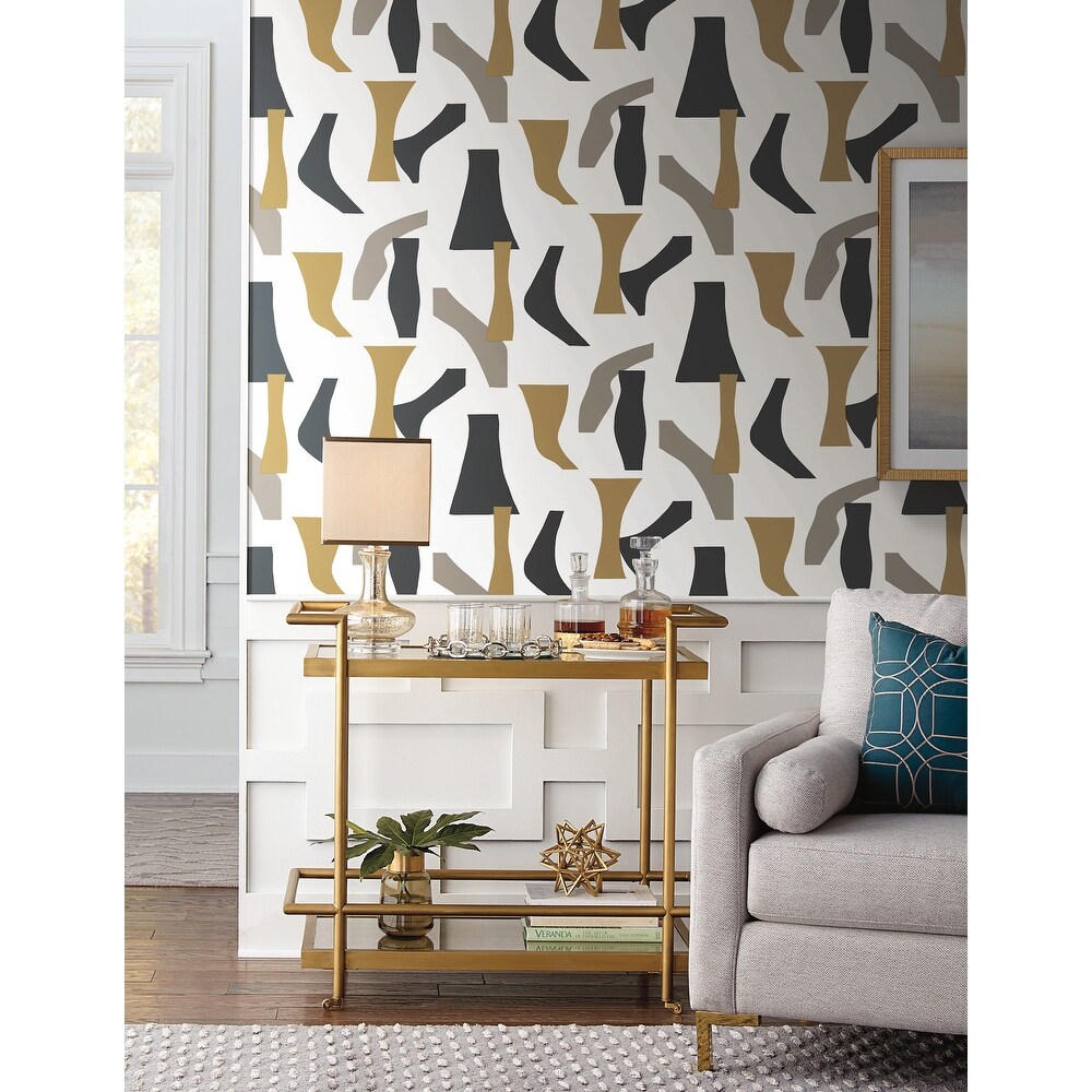 Black and Gold Modernist Peel and Stick Wallpaper
