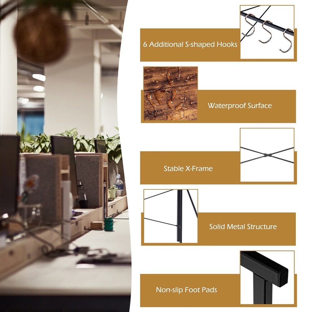 Costway Folding Computer Desk Writing Study Table w/6 Hooks Home