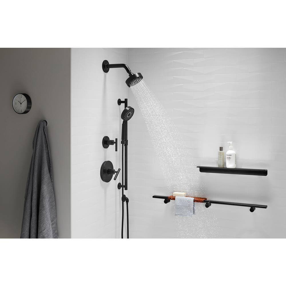 KOHLER Purist 3-Spray 5 in. Triple Wall Mount Handheld Shower Head in Matte Black K-22166-BL