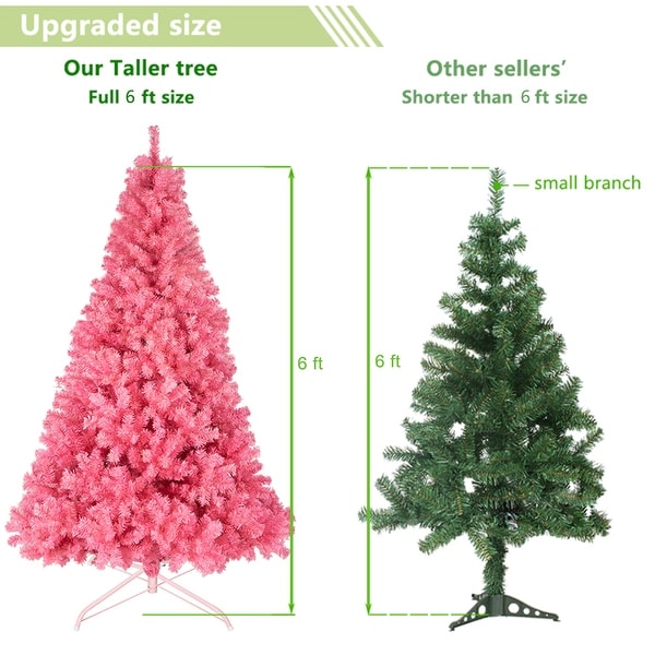 Beautiful 6ft 1600 Branches PVC Artificial Christmas Tree Pink / Black