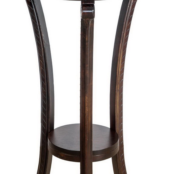 Benjara BM229395 Round Wooden Pedestal Table with ...