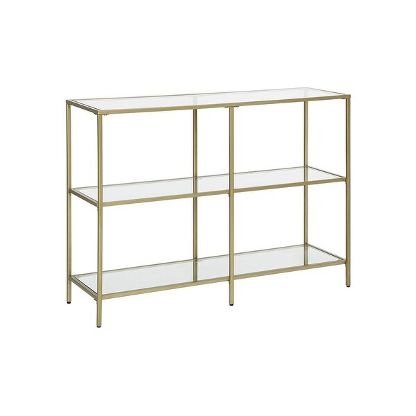 VASAGLE Console Table， Tempered Glass Sofa Table， 3-Tier Storage Rack， Modern Shelf， Sturdy， Easy to Assemble