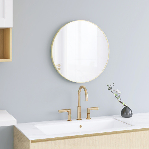 Matte Gold Wall Mirror 20 Round Mirror Metal Fram...