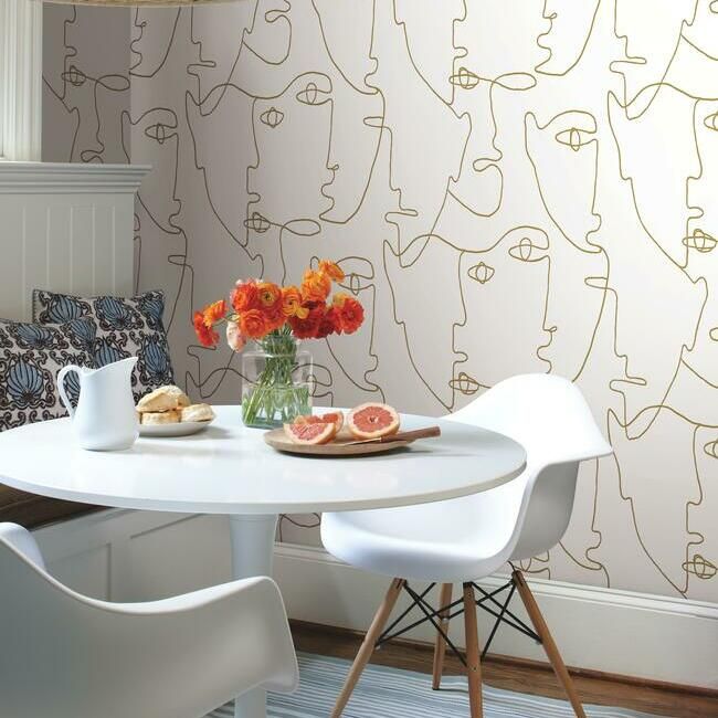 Pablo Portraits Peel & Stick Wallpaper in Gold